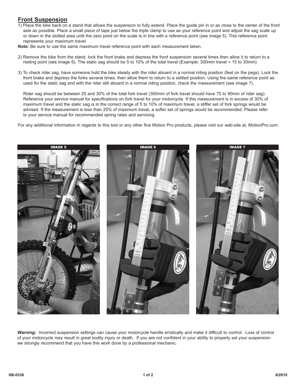 Front suspension | Motion Pro 08-0336 User Manual | Page 2 / 2