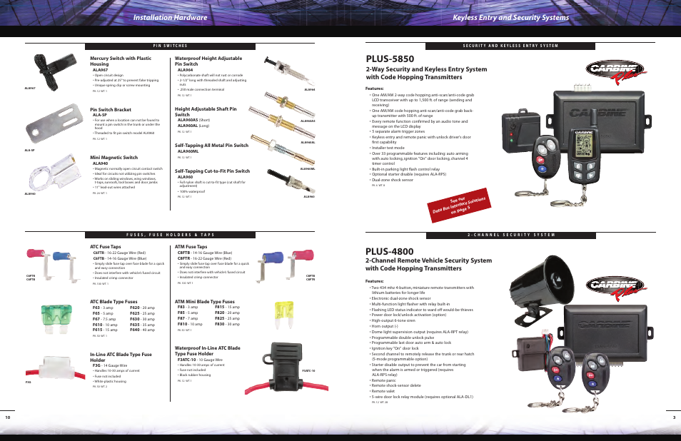Plus-5850, Plus-4800 | Carbine 6850 User Manual | Page 3 / 12