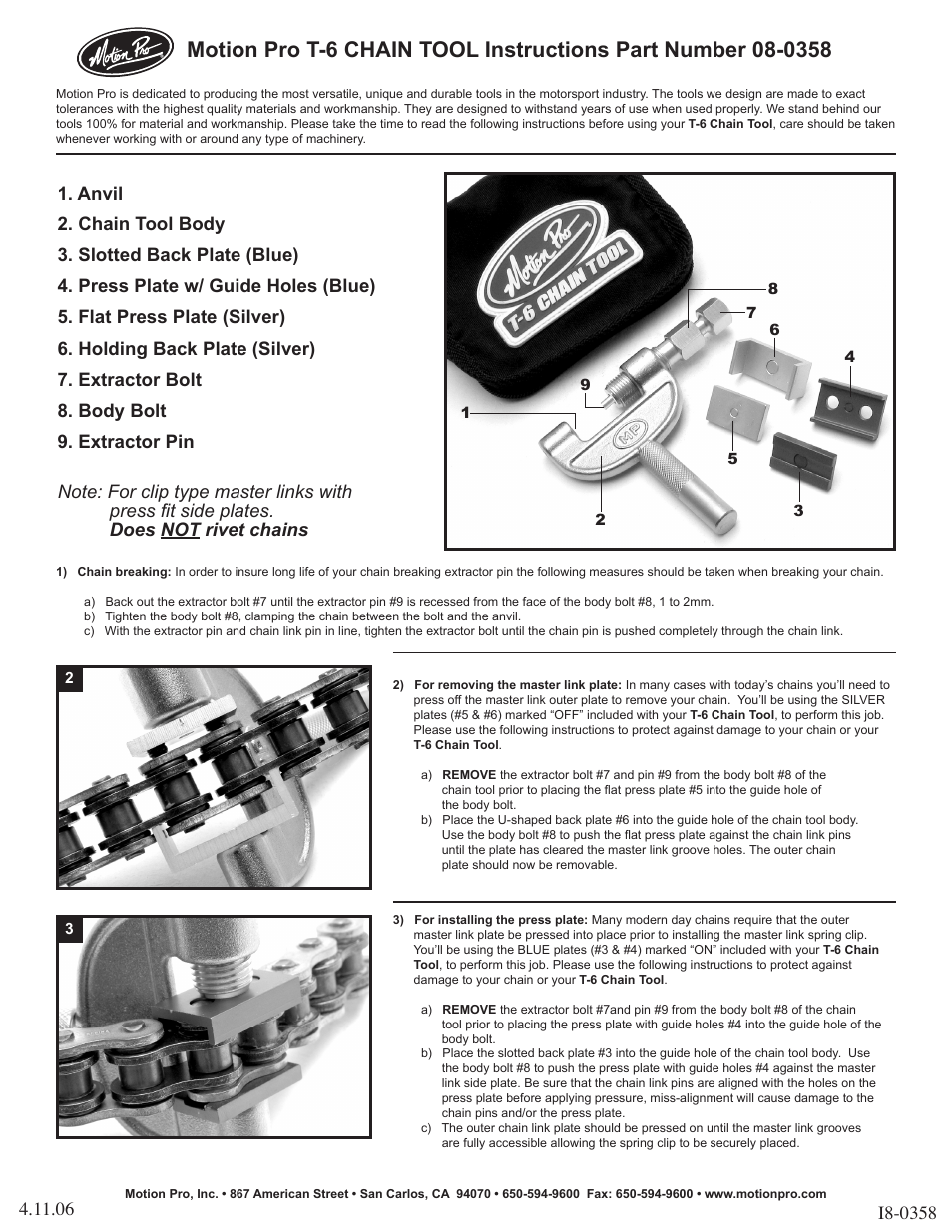 Motion Pro 08-0358 User Manual | 1 page