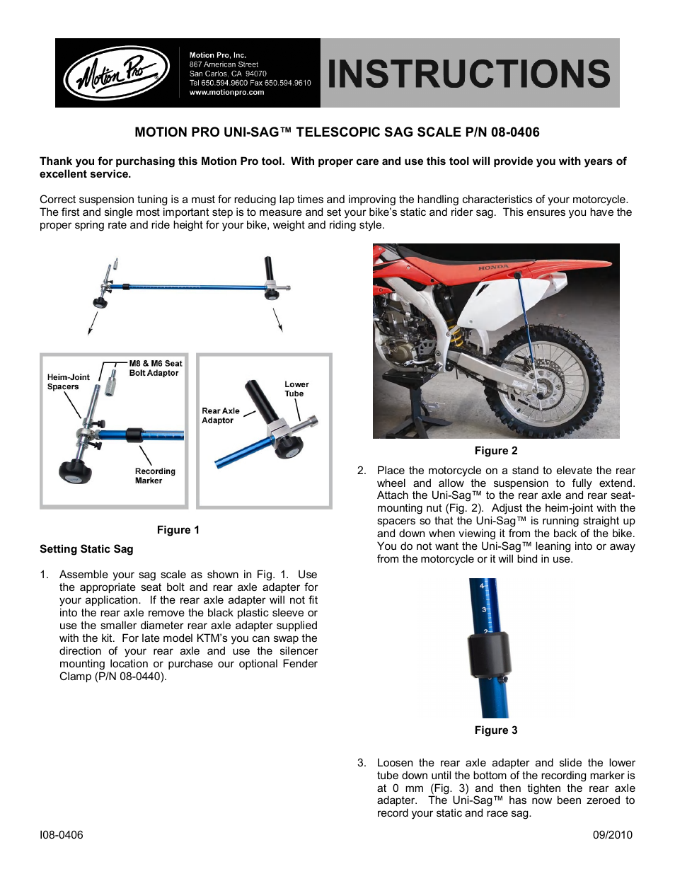 Motion Pro 08-0406 User Manual | 2 pages