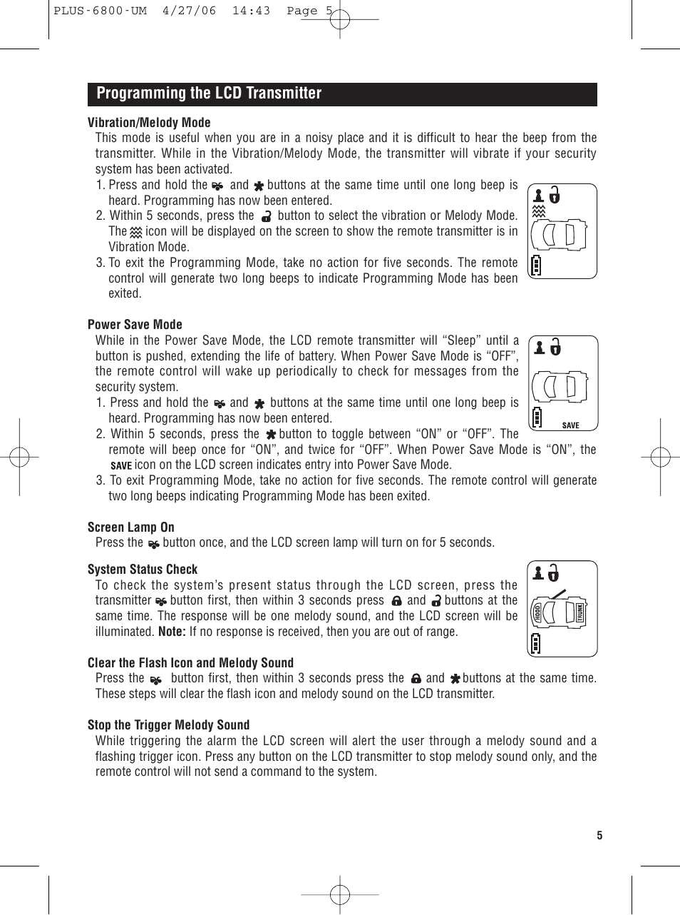 Programming the lcd transmitter | Carbine PLUS-6800 User Manual | Page 5 / 20