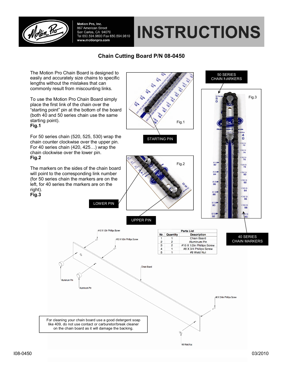 Motion Pro 08-0450 User Manual | 1 page