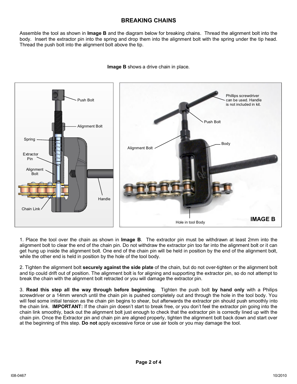 Breaking chains, Image b | Motion Pro 08-0467 User Manual | Page 2 / 4