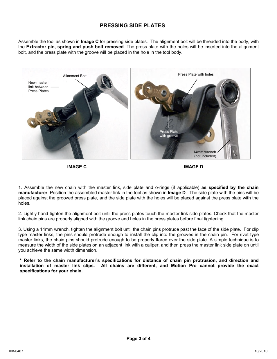 Pressing side plates | Motion Pro 08-0467 User Manual | Page 3 / 4