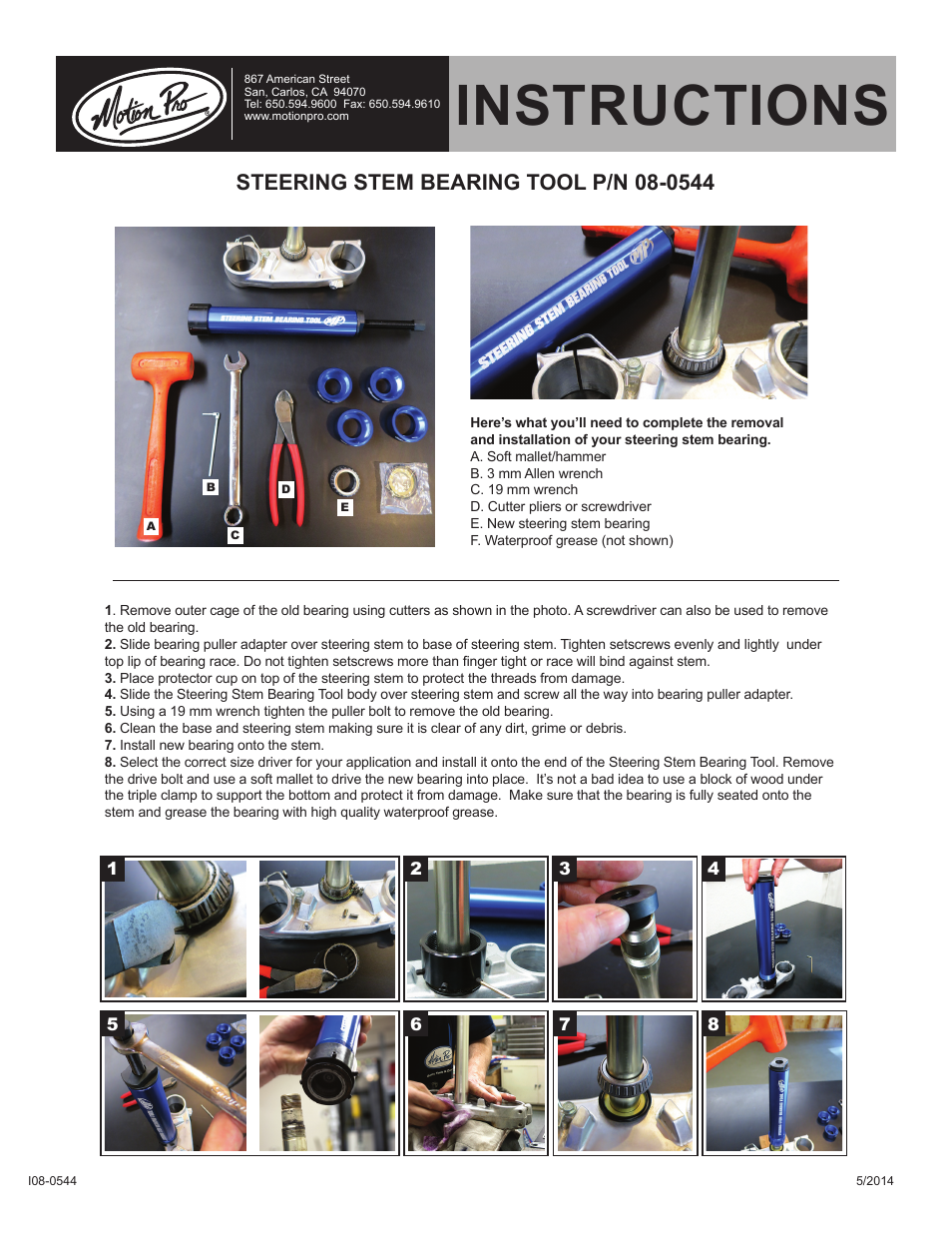 Motion Pro 08-0544 User Manual | 1 page