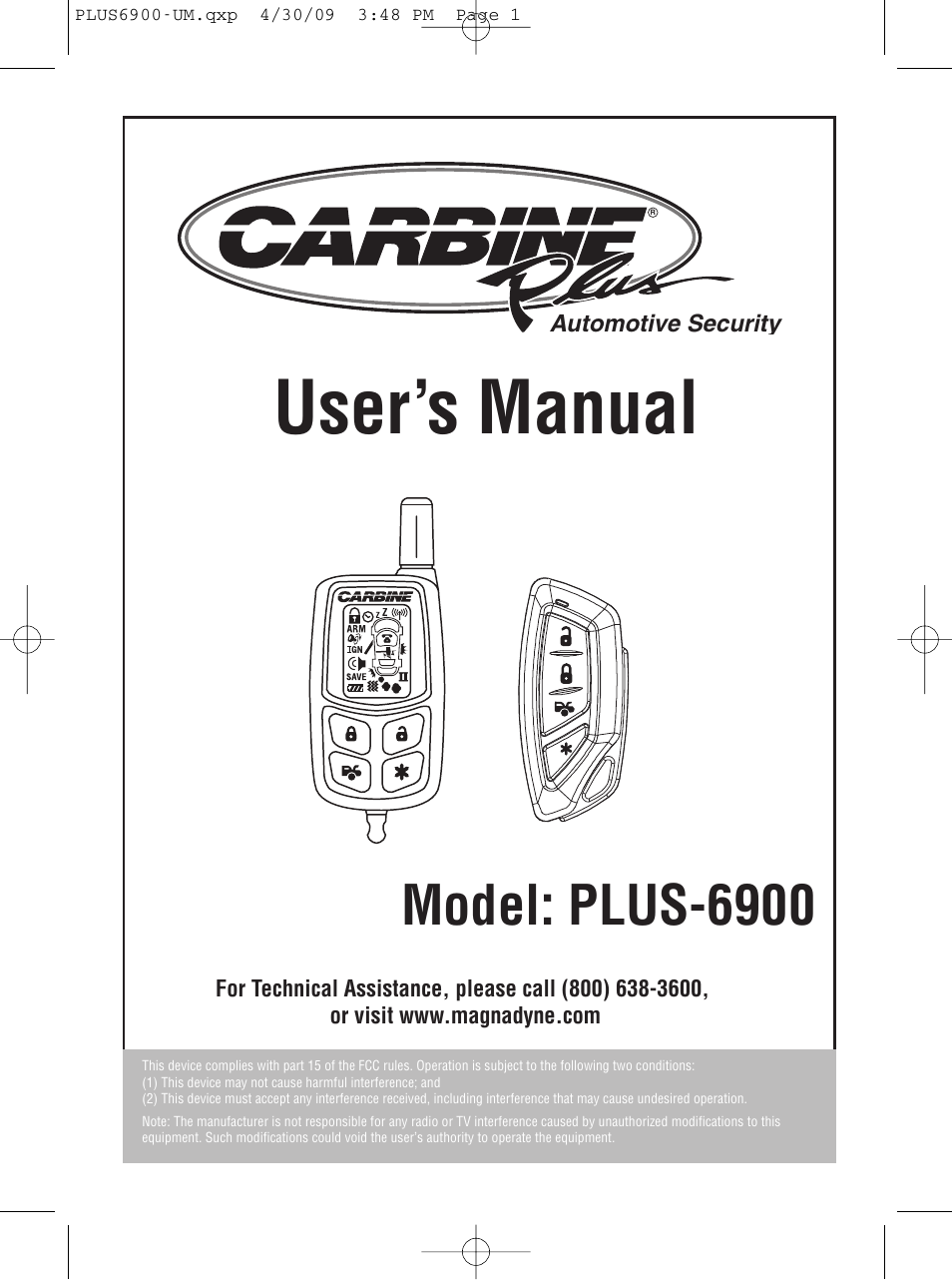 Carbine PLUS-6900 User Manual | 20 pages