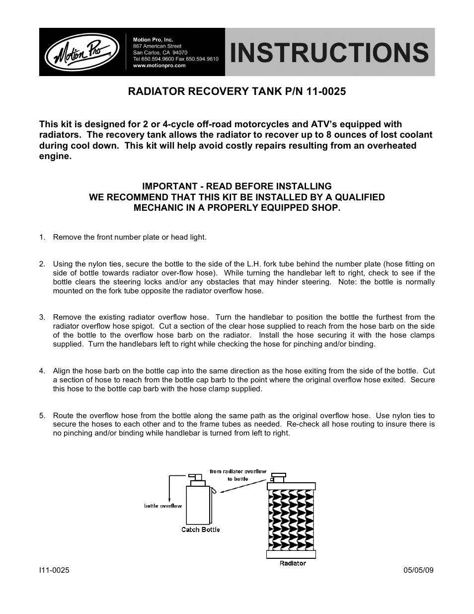 Motion Pro 11-0025 User Manual | 1 page