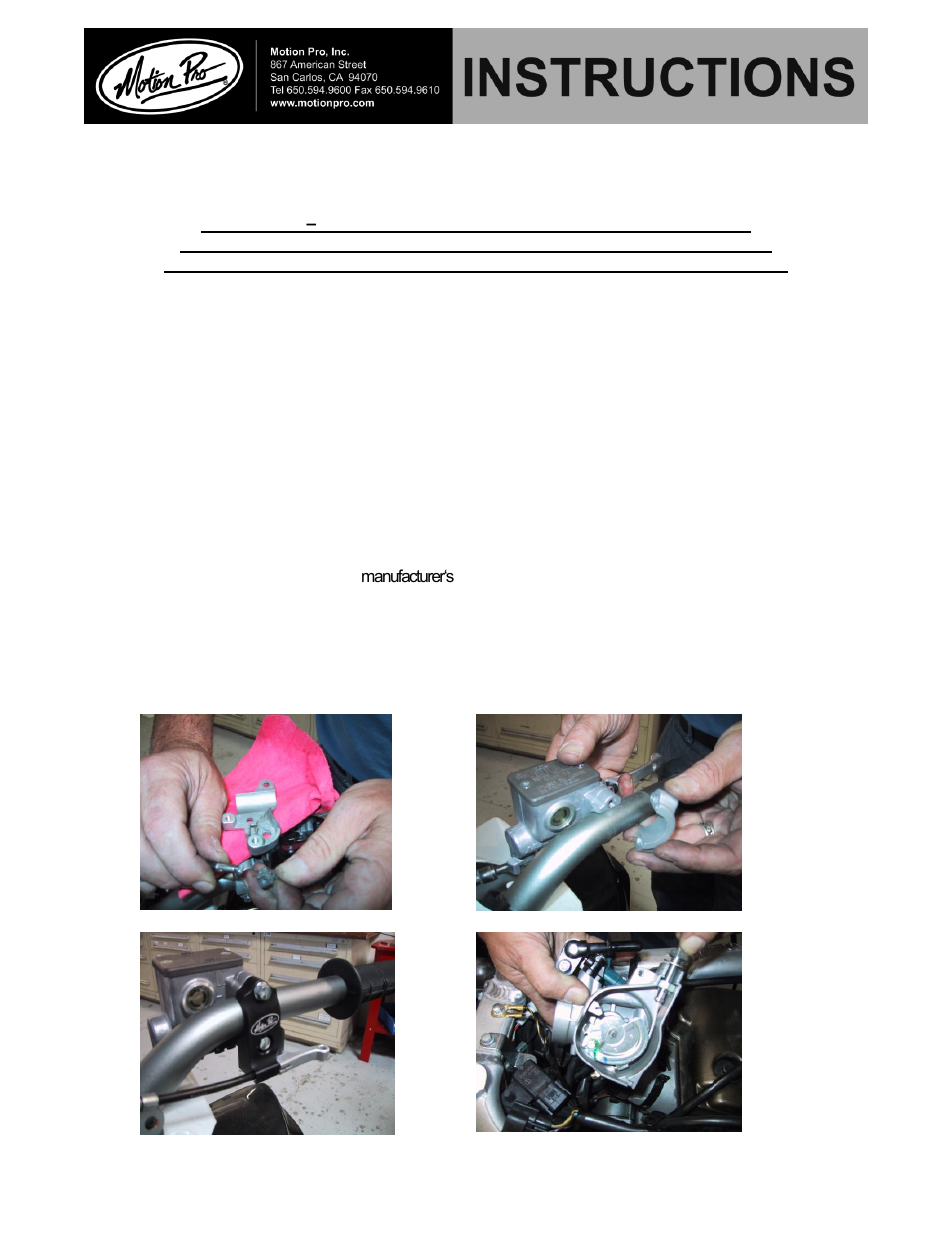 Motion Pro 11-0054 User Manual | 1 page