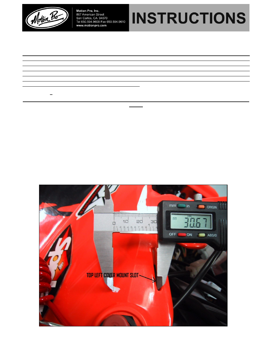 Motion Pro 11-0055 User Manual | 3 pages