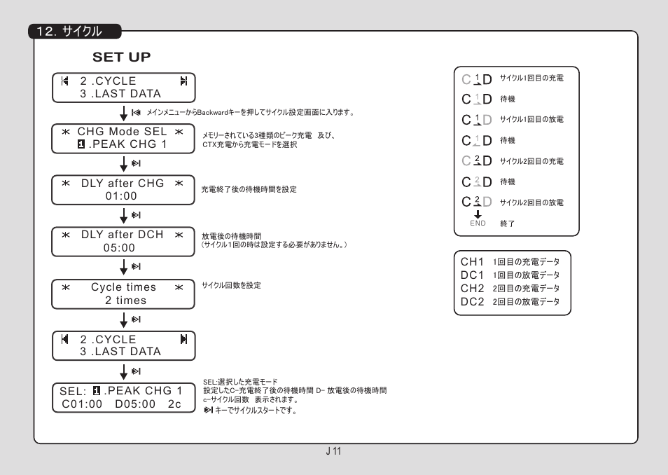 Set up, サイクル | Muchmore Cell Master Platinum (PT-CTXC) User Manual | Page 40 / 44