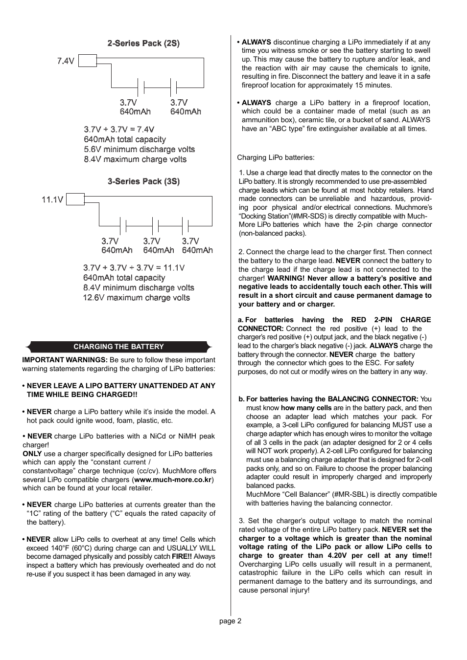 Muchmore LiPo Batteries User Manual | Page 2 / 4