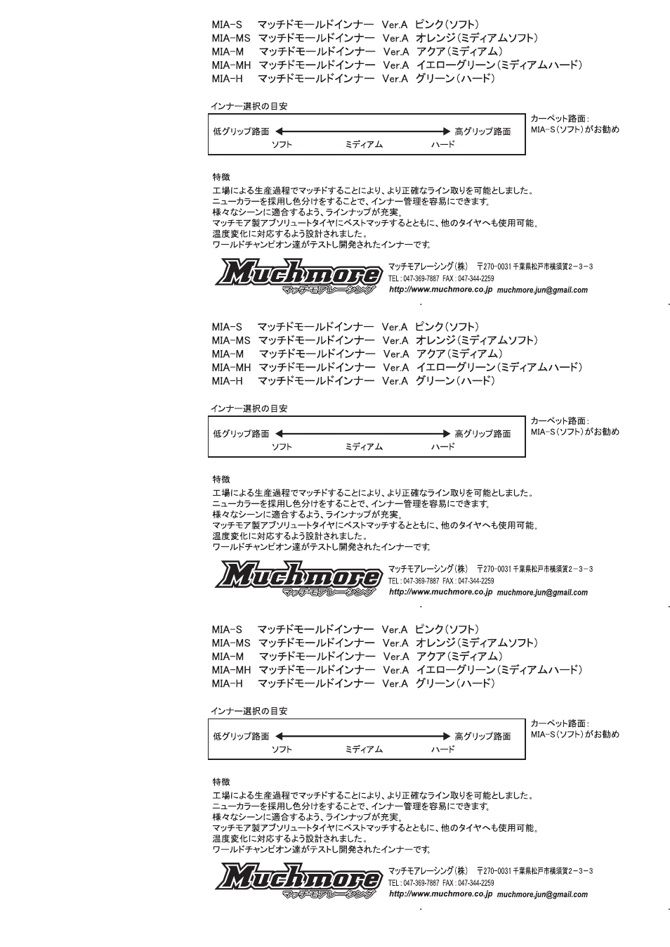 Muchmore Matched Mold Tire Inserts (MIA-S/MS/M/MH/H) User Manual | Page 2 / 2