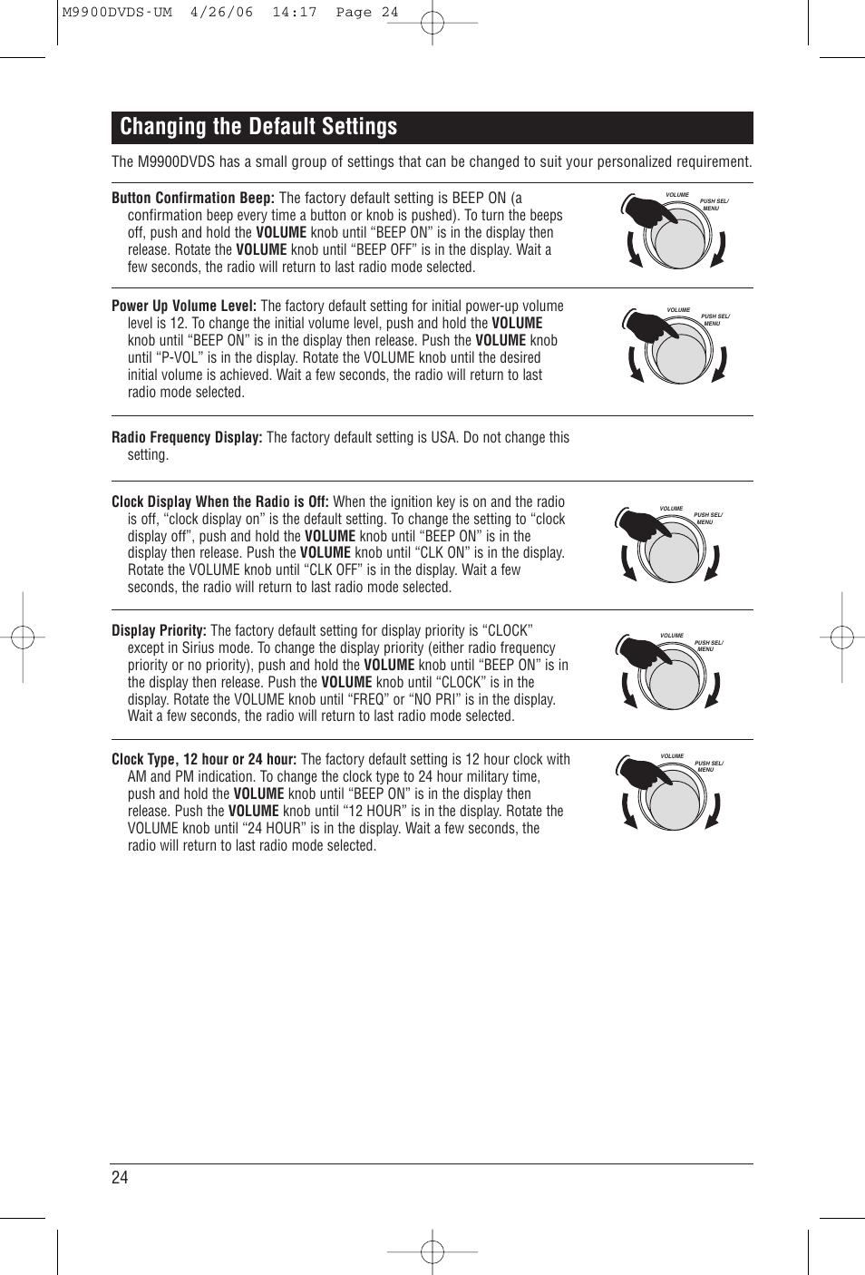 Changing the default settings | Magnadyne M9900DVDS User Manual | Page 24 / 32