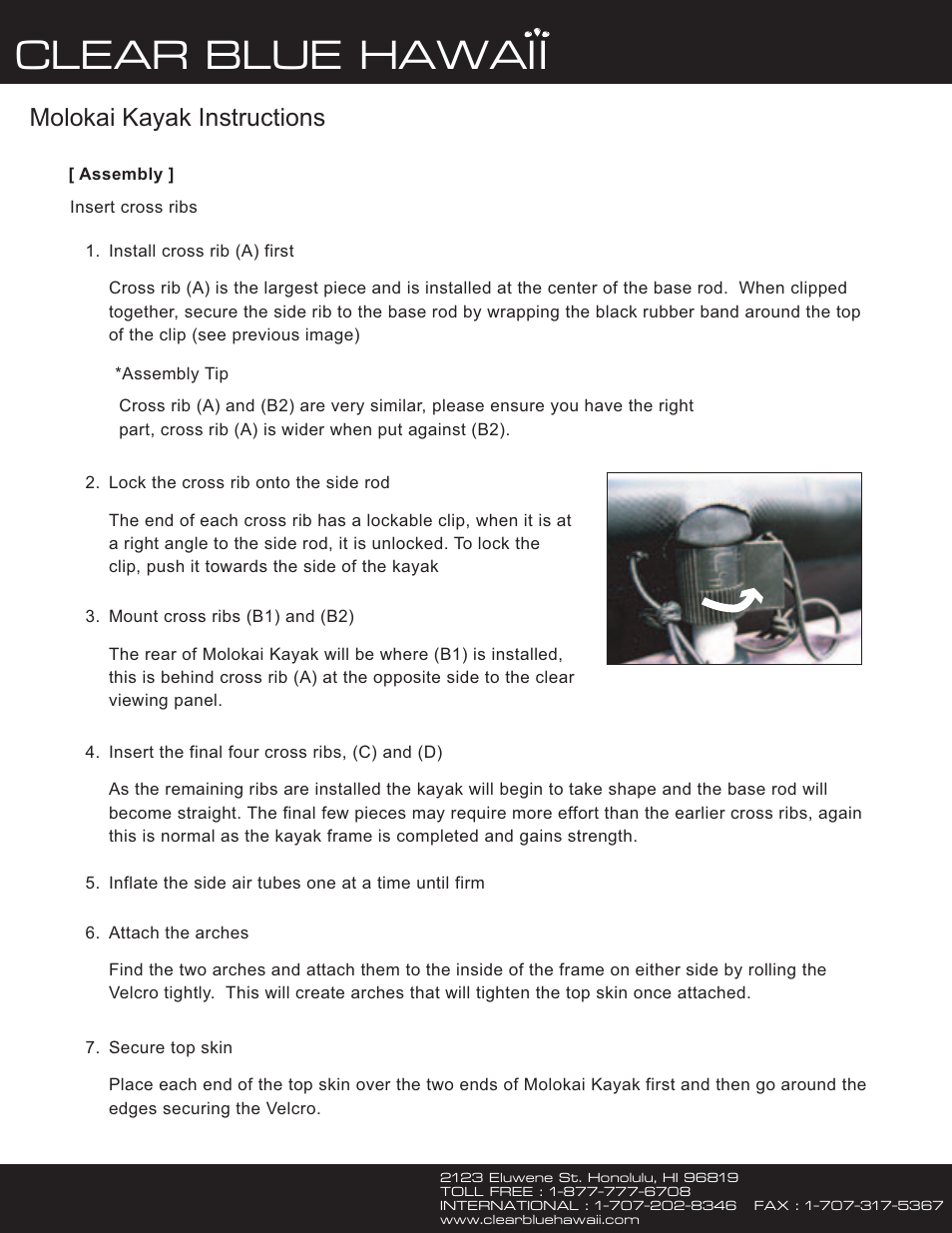 Clear blue hawaii, Molokai kayak instructions | Clear Blue Hawaii Molokai Kayak User Manual | Page 4 / 5