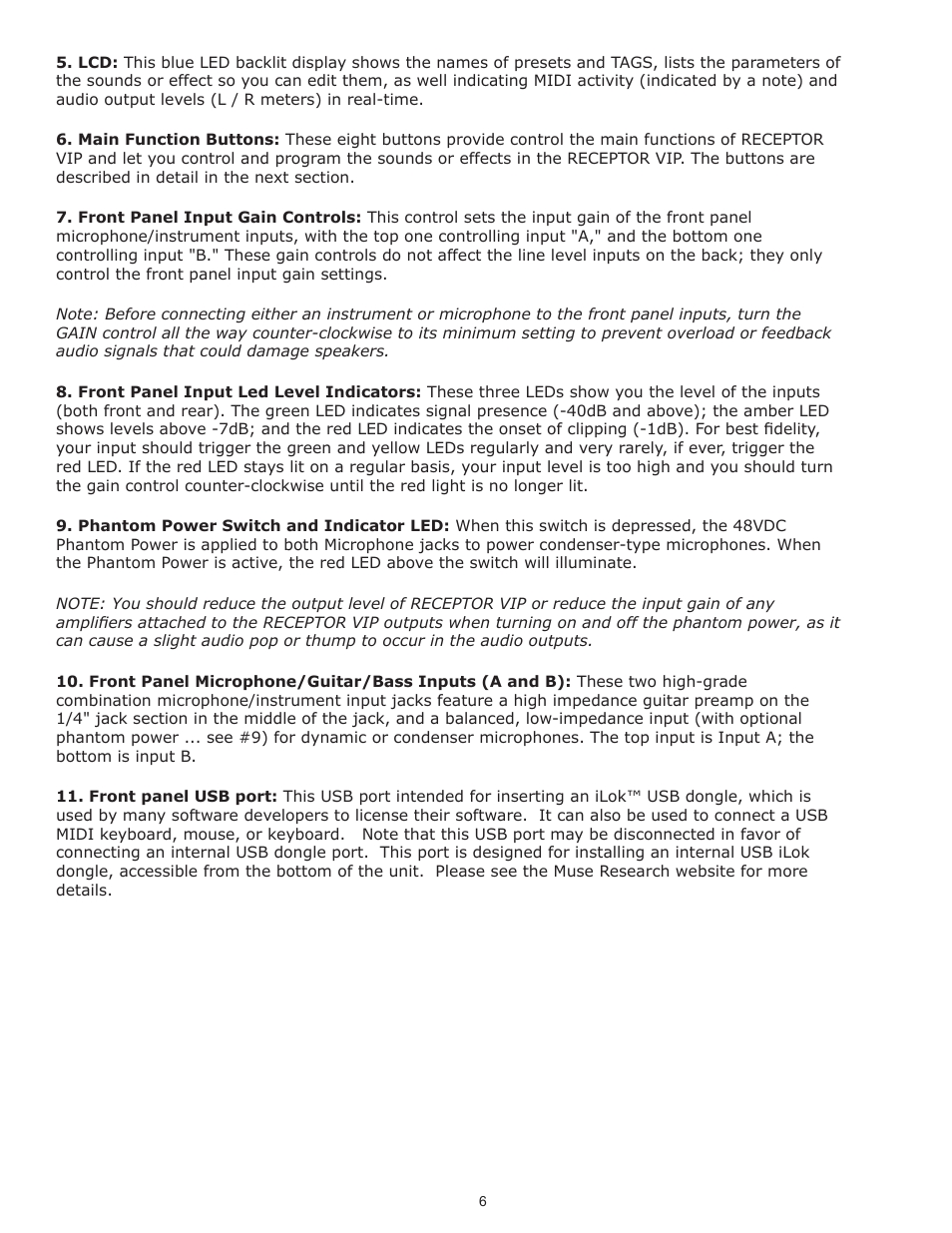 Muse Research Receptor VIP manual v1.1 User Manual | Page 6 / 35