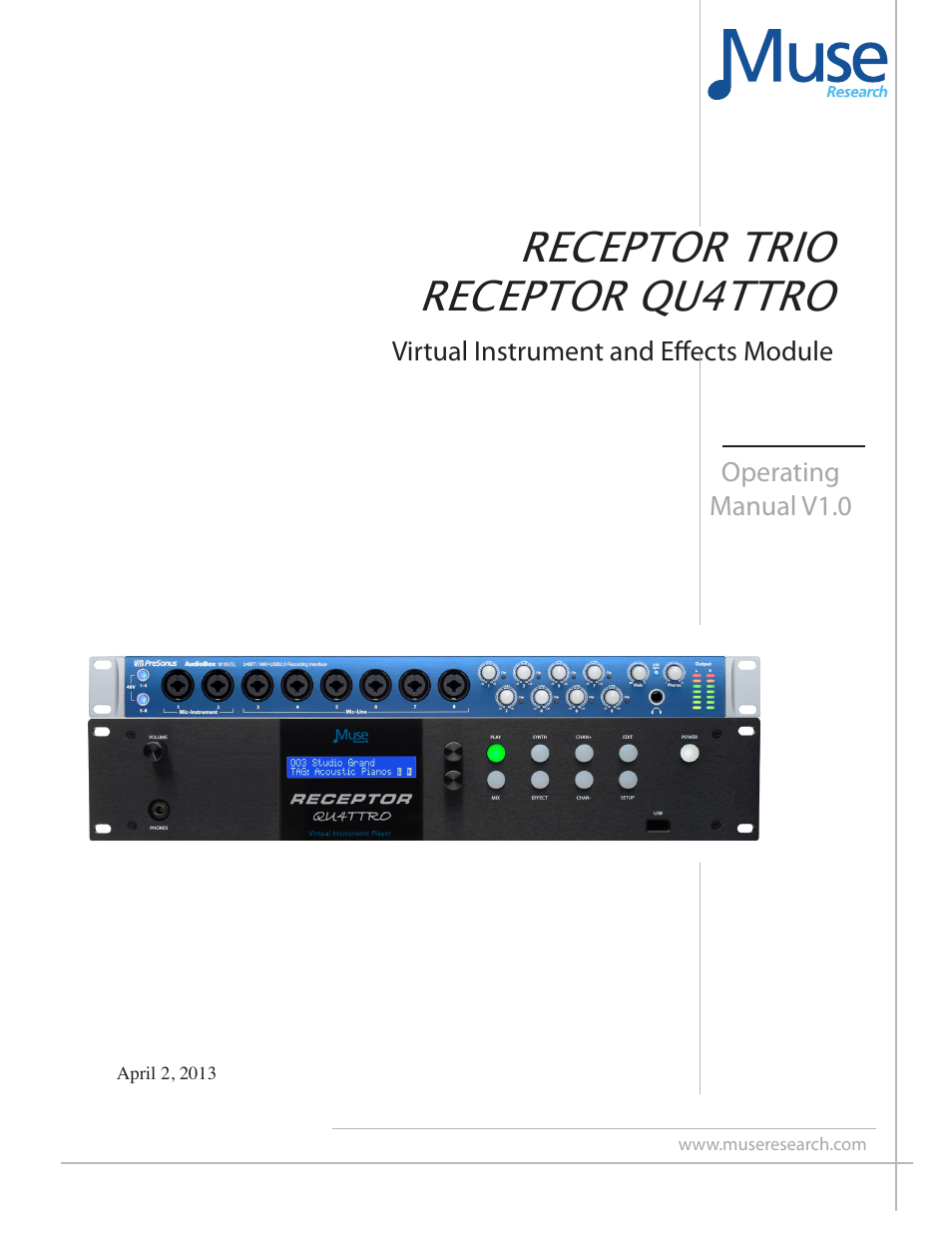 Muse Research Receptor TRIO/QU4TTRO manual v1.0 User Manual | 46 pages