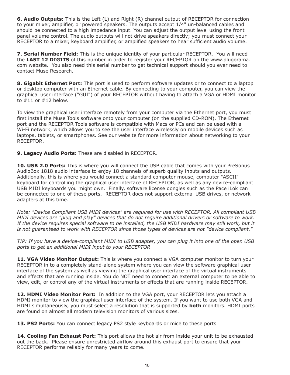Muse Research Receptor TRIO/QU4TTRO manual v1.0 User Manual | Page 10 / 46