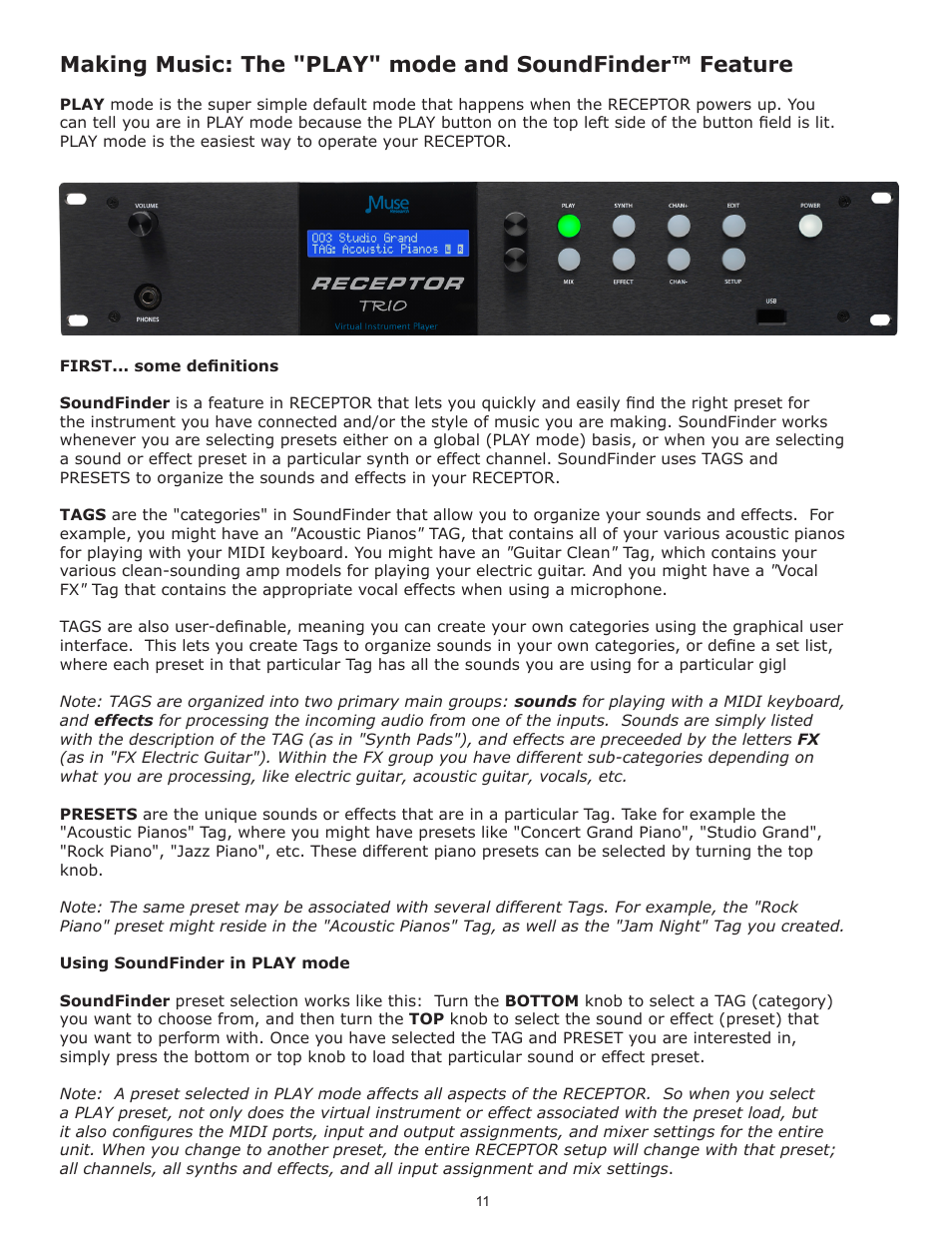 Muse Research Receptor TRIO/QU4TTRO manual v1.0 User Manual | Page 11 / 46
