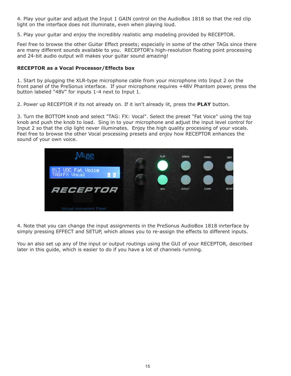 Muse Research Receptor TRIO/QU4TTRO manual v1.0 User Manual | Page 15 / 46