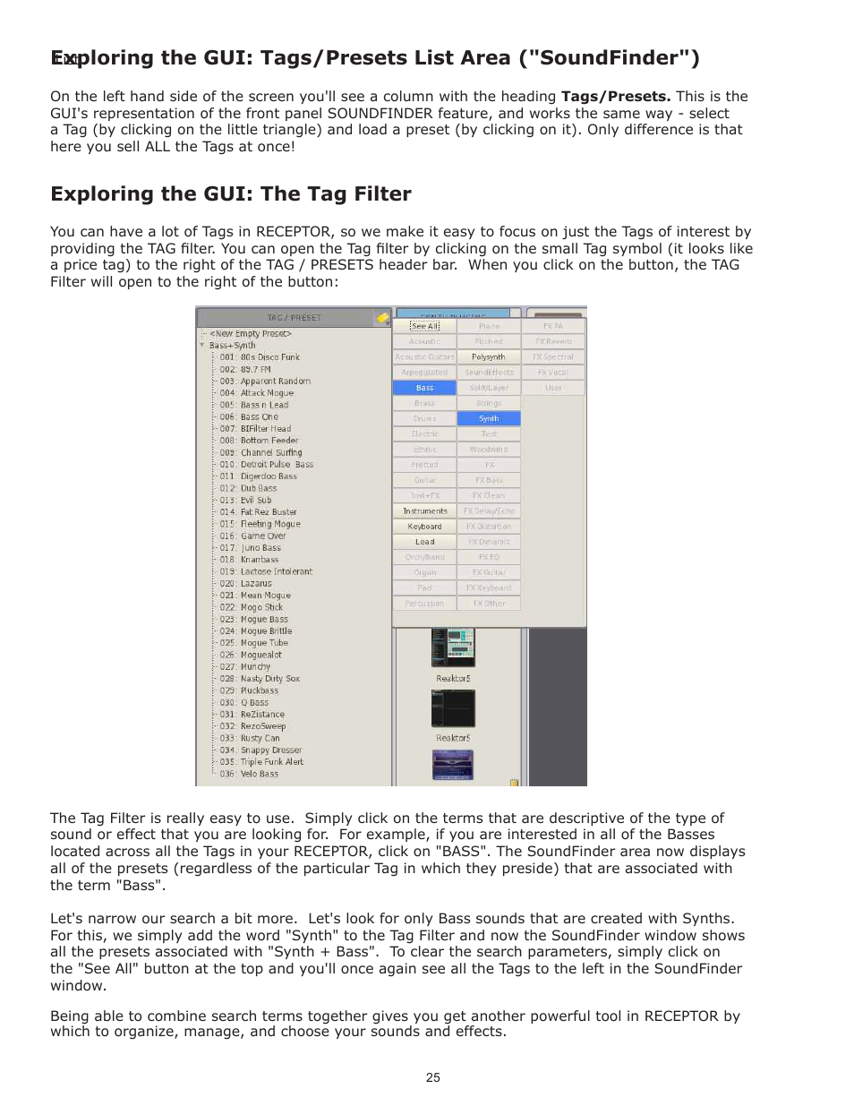 Exploring the gui: the tag filter | Muse Research Receptor TRIO/QU4TTRO manual v1.0 User Manual | Page 25 / 46
