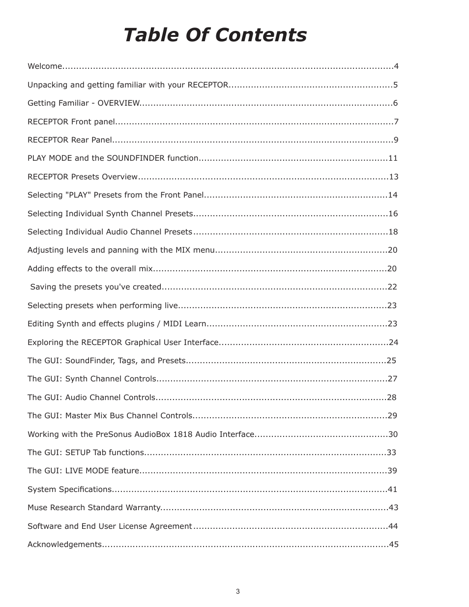 Muse Research Receptor TRIO/QU4TTRO manual v1.0 User Manual | Page 3 / 46