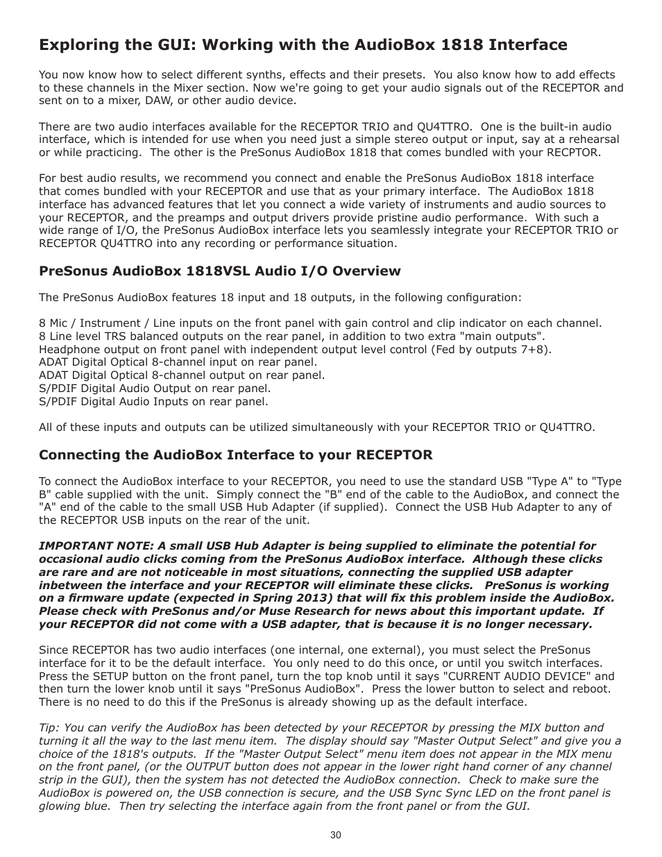 Muse Research Receptor TRIO/QU4TTRO manual v1.0 User Manual | Page 30 / 46