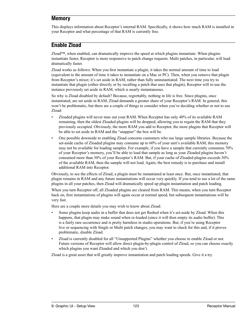 Memory, Enable zload | Muse Research Receptor manual v1.2 User Manual | Page 123 / 194