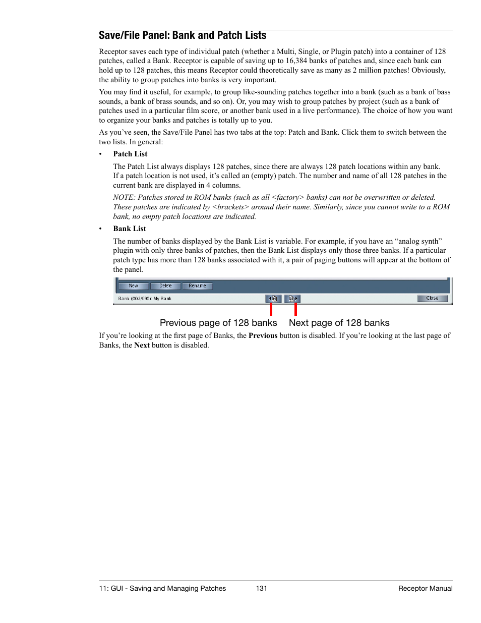 Save/file panel: bank and patch lists | Muse Research Receptor manual v1.2 User Manual | Page 131 / 194