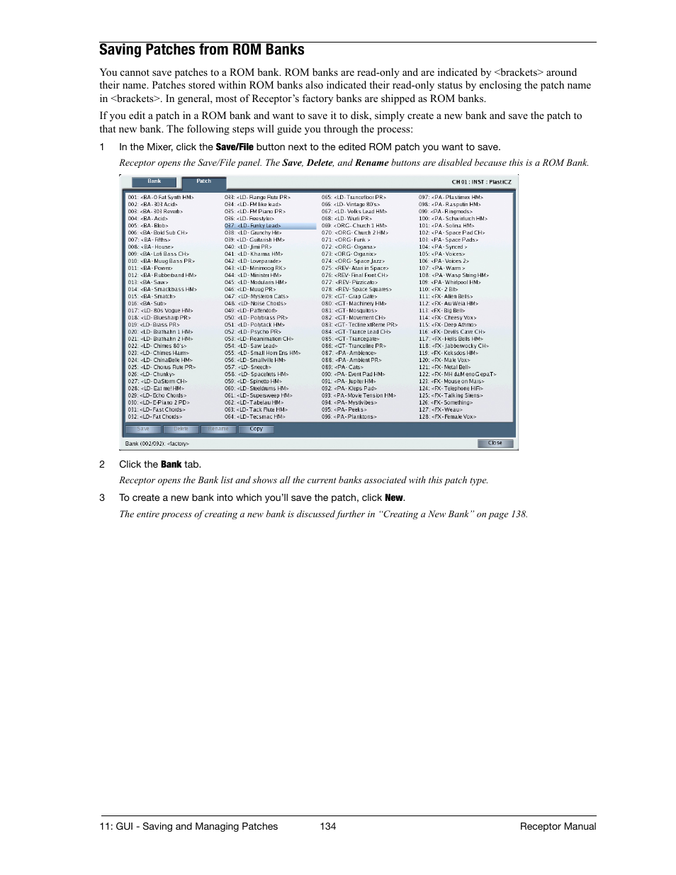 Saving patches from rom banks | Muse Research Receptor manual v1.2 User Manual | Page 134 / 194