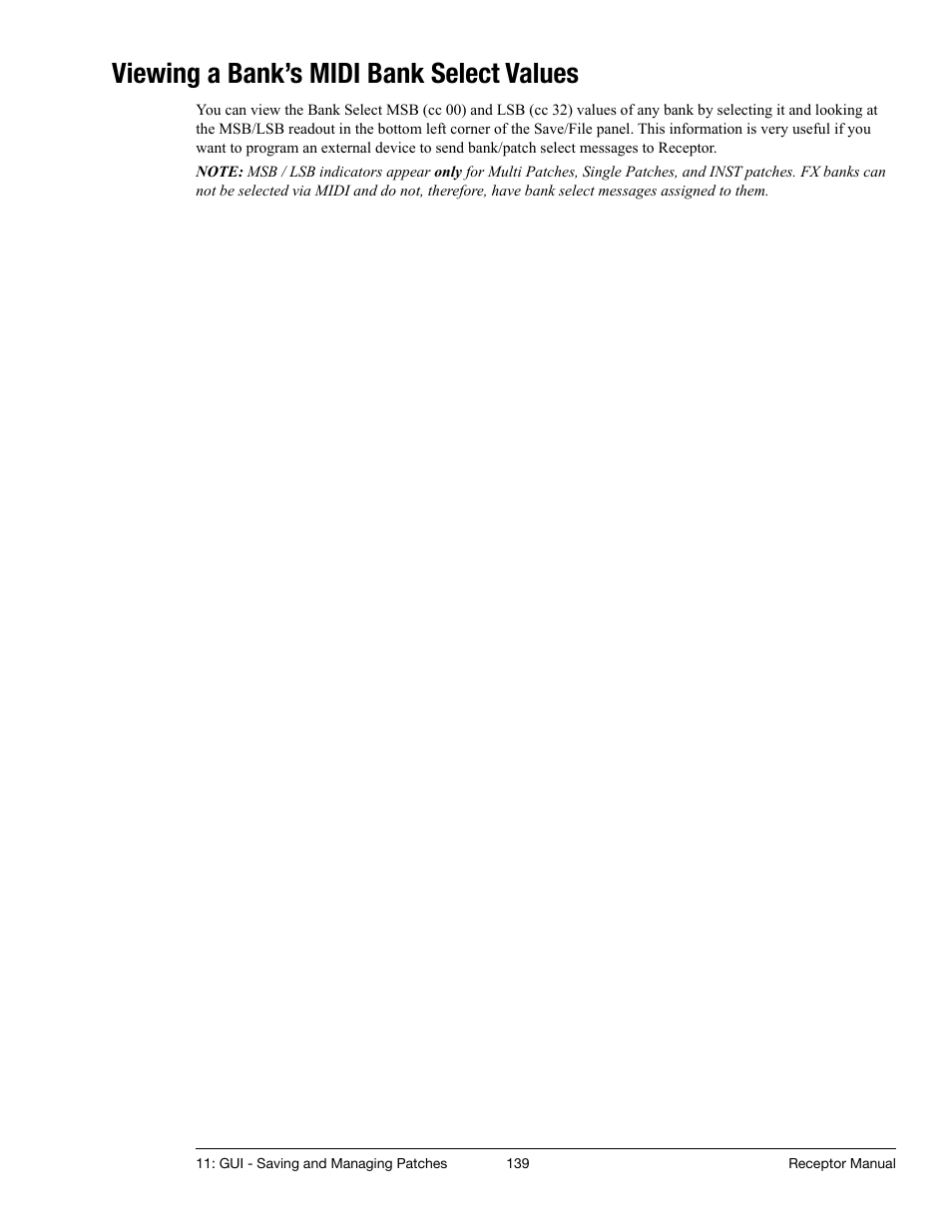 Viewing a bank’s midi bank select values | Muse Research Receptor manual v1.2 User Manual | Page 139 / 194