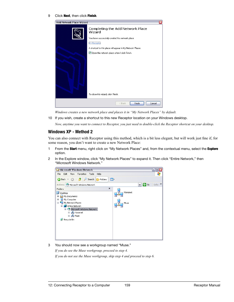 Windows xp - method 2 | Muse Research Receptor manual v1.2 User Manual | Page 159 / 194