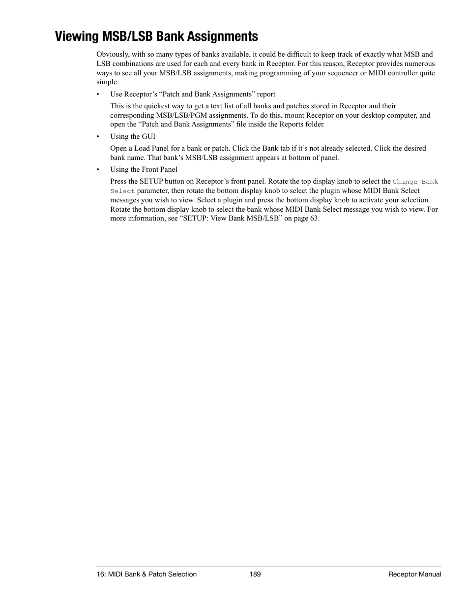 Viewing msb/lsb bank assignments | Muse Research Receptor manual v1.2 User Manual | Page 189 / 194