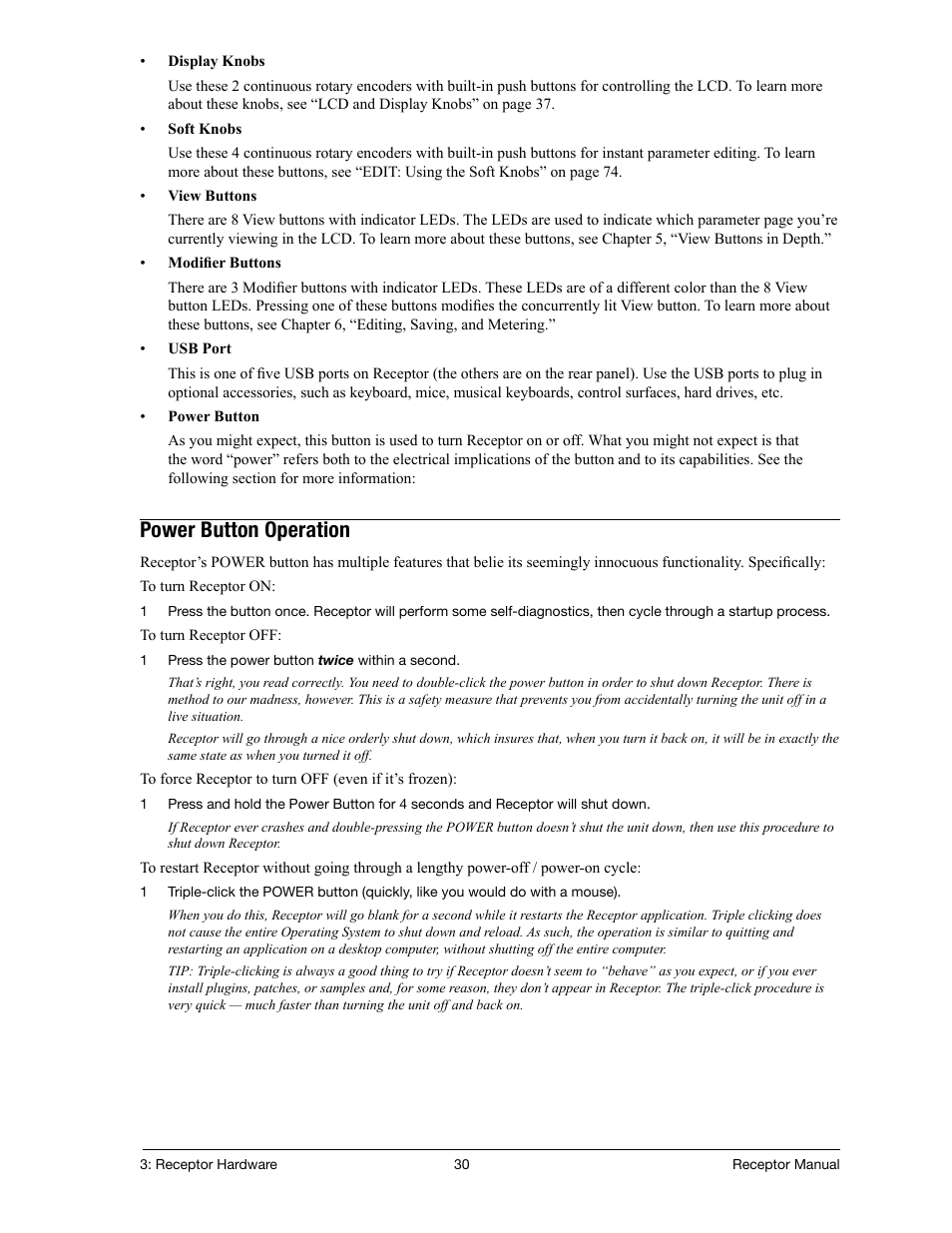 Power button operation | Muse Research Receptor manual v1.2 User Manual | Page 30 / 194