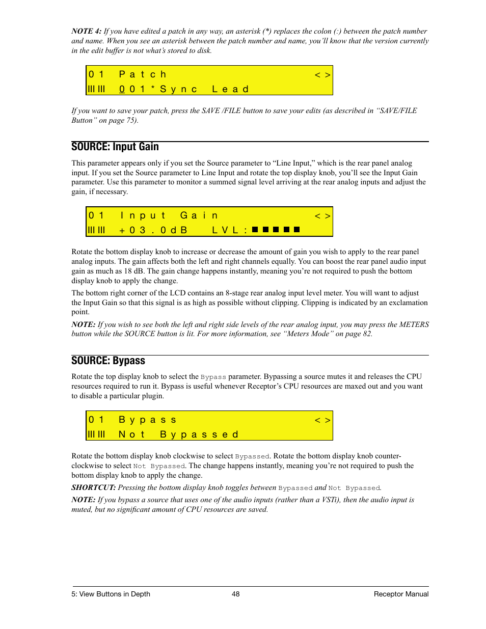 Source: input gain, Source: bypass | Muse Research Receptor manual v1.2 User Manual | Page 48 / 194