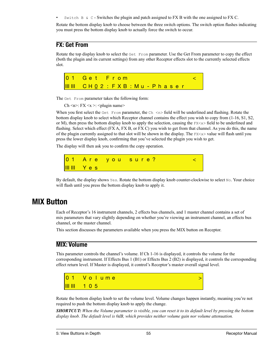 Fx: get from, Mix button, Mix: volume | Muse Research Receptor manual v1.2 User Manual | Page 55 / 194