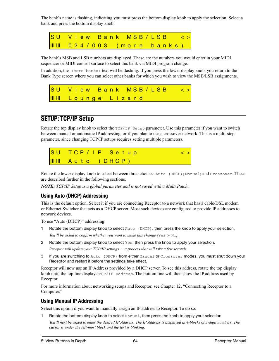Setup: tcp/ip setup | Muse Research Receptor manual v1.2 User Manual | Page 64 / 194