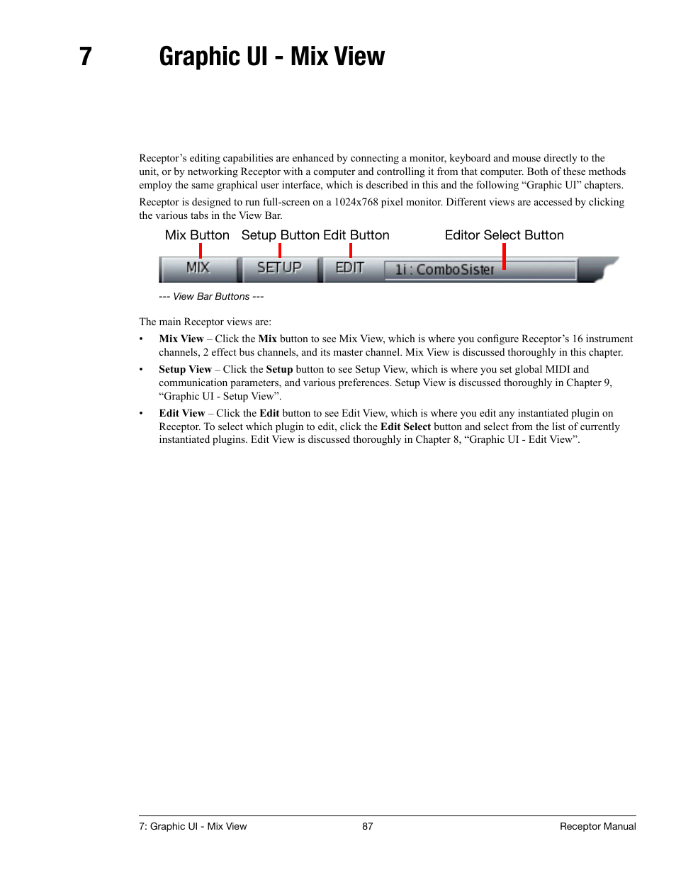 7 graphic ui - mix view, Graphic ui - mix view, 7graphic ui - mix view | Muse Research Receptor manual v1.2 User Manual | Page 87 / 194
