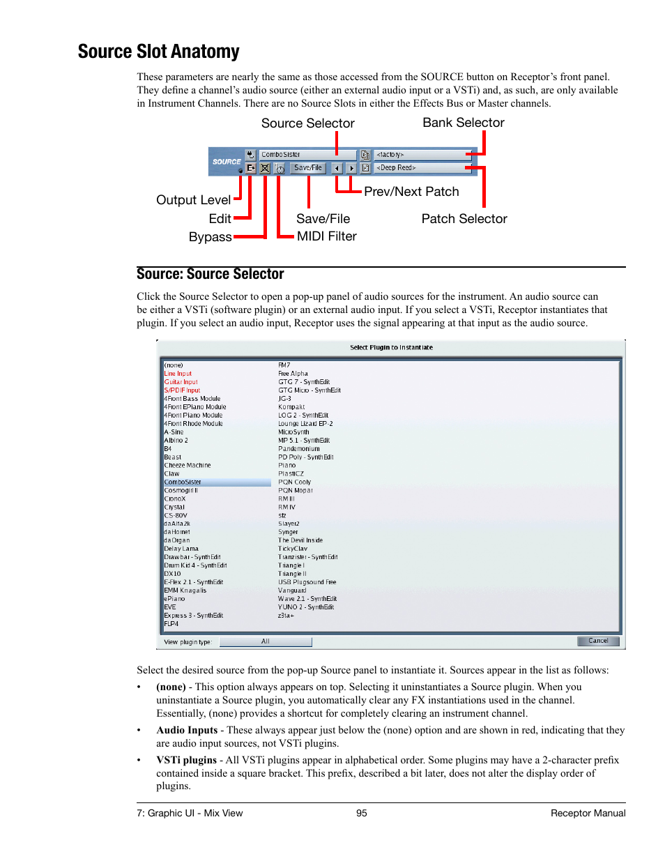 Source slot anatomy, Source: source selector | Muse Research Receptor manual v1.2 User Manual | Page 95 / 194