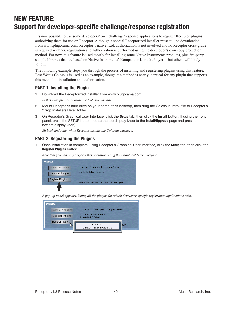 New: user-installable plugins | Muse Research Receptor v1.7 Release Notes User Manual | Page 42 / 62