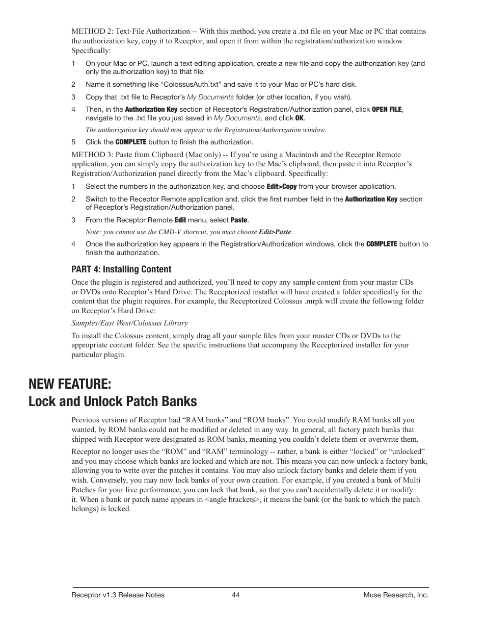 New: lock and unlock patch banks, New feature: lock and unlock patch banks | Muse Research Receptor v1.7 Release Notes User Manual | Page 44 / 62