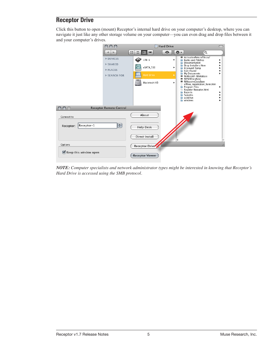 Receptor drive | Muse Research Receptor v1.7 Release Notes User Manual | Page 5 / 62