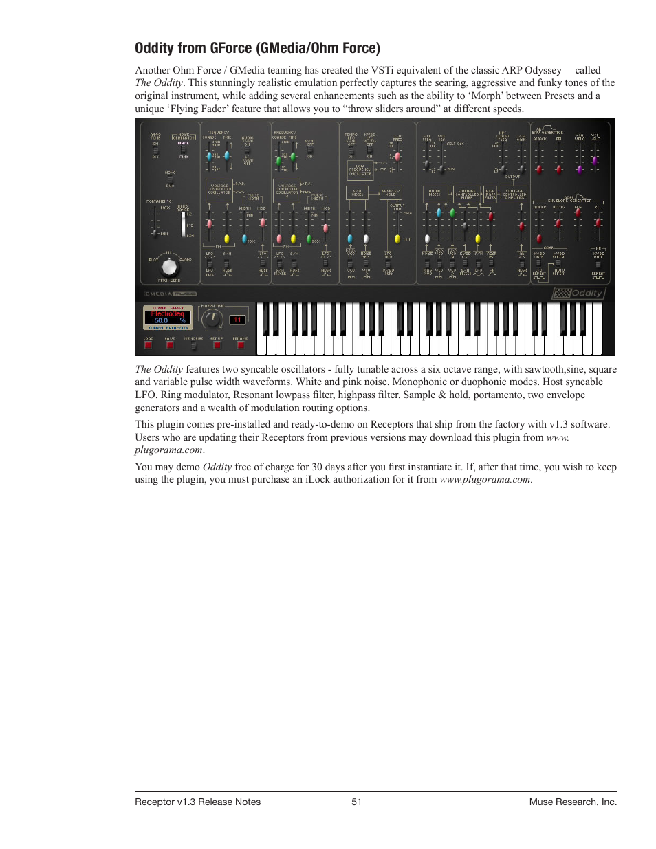 Oddity from gforce (gmedia/ohm force) | Muse Research Receptor v1.7 Release Notes User Manual | Page 51 / 62