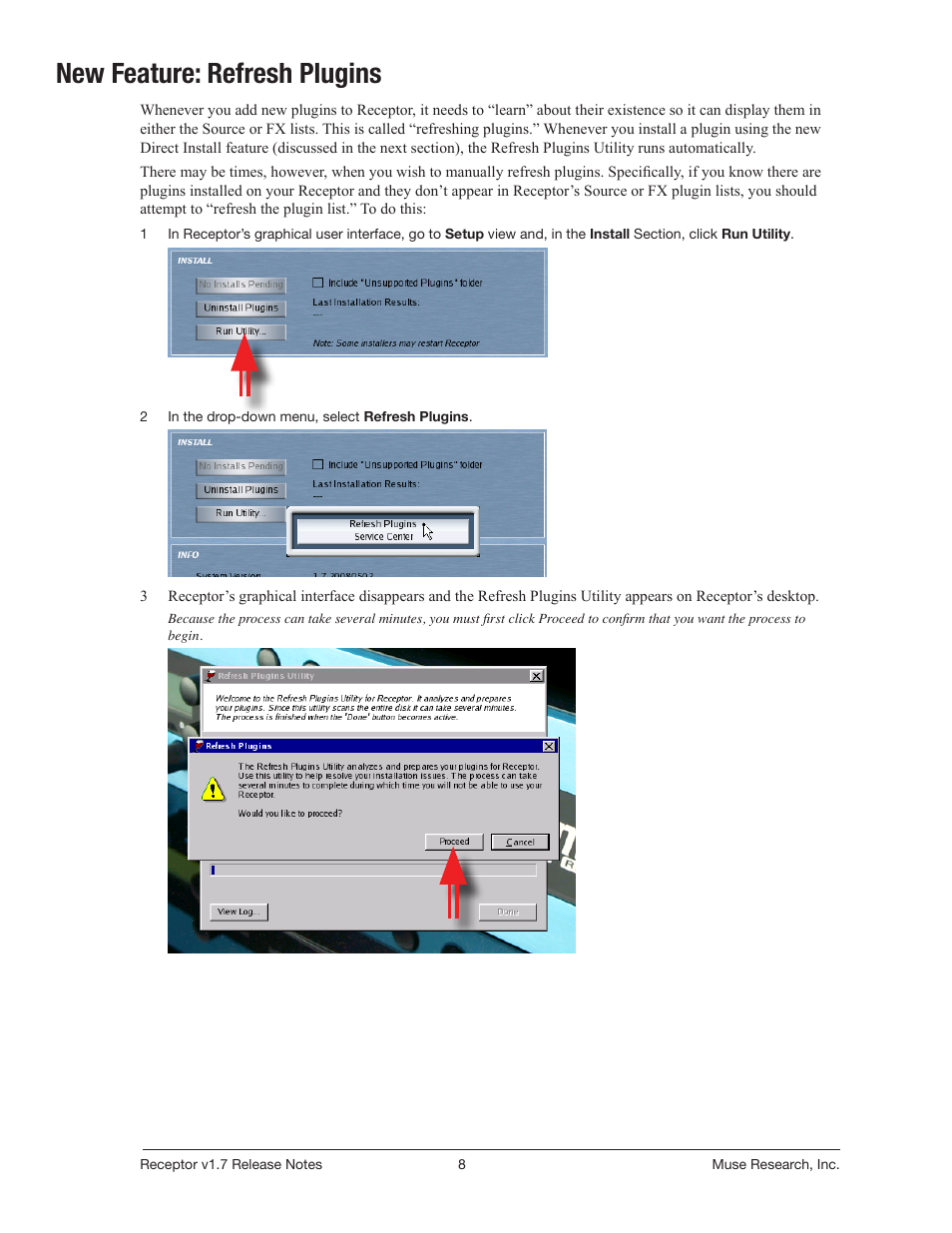 New feature: refresh plugins | Muse Research Receptor v1.7 Release Notes User Manual | Page 8 / 62