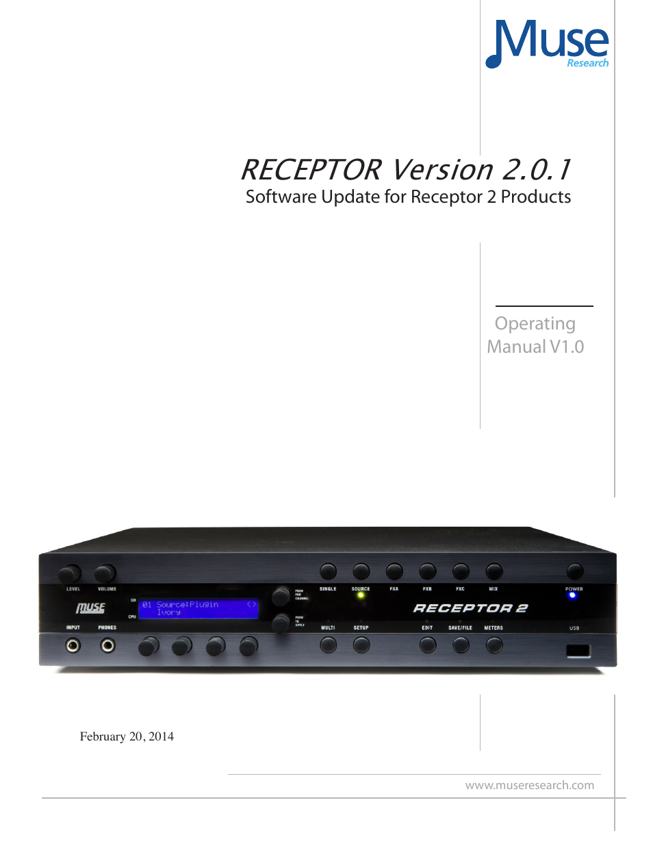 Muse Research Receptor V2.0.1 Software Update Manual User Manual | 46 pages