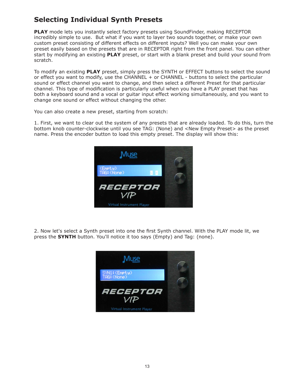 Selecting individual synth presets | Muse Research Receptor V2.0.1 Software Update Manual User Manual | Page 13 / 46
