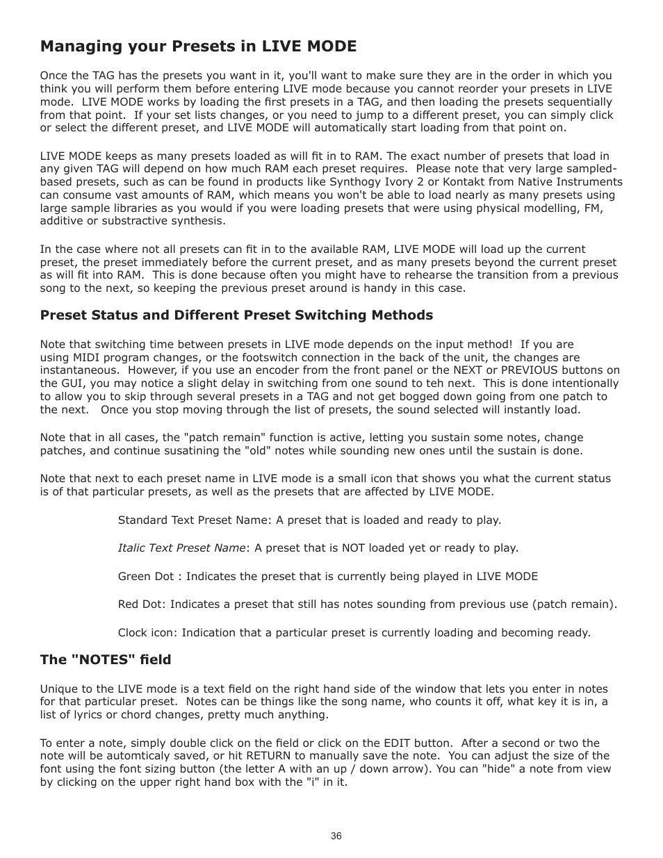 Managing your presets in live mode | Muse Research Receptor V2.0.1 Software Update Manual User Manual | Page 36 / 46