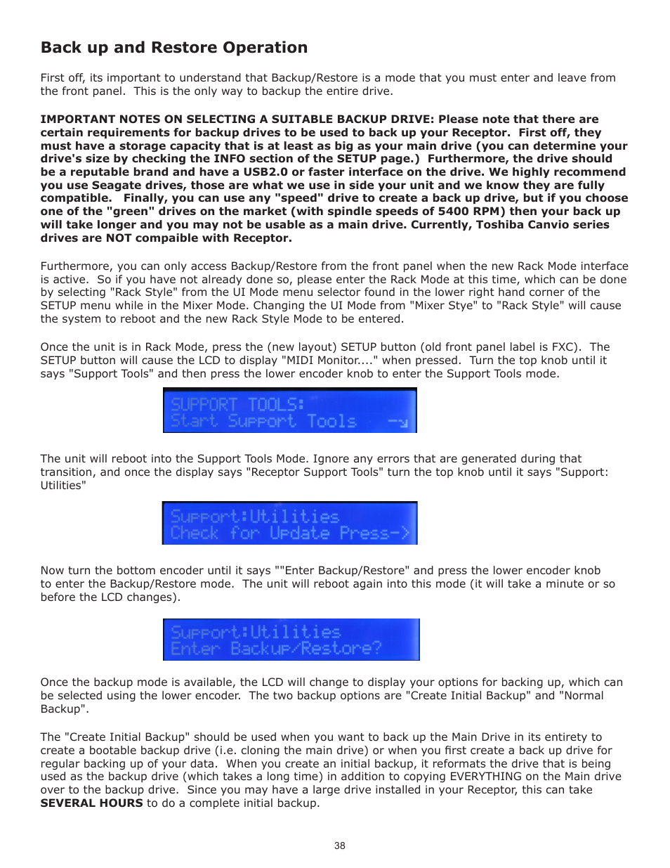 Back up and restore operation | Muse Research Receptor V2.0.1 Software Update Manual User Manual | Page 38 / 46