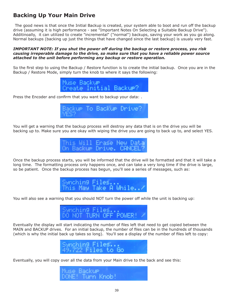 Backing up your main drive | Muse Research Receptor V2.0.1 Software Update Manual User Manual | Page 39 / 46