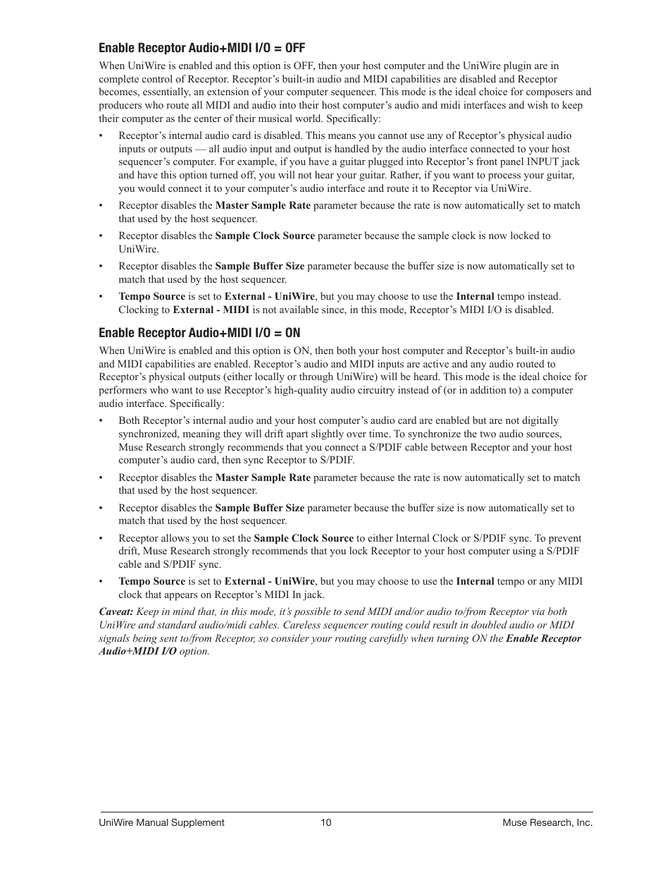Muse Research UniWire manual supplement User Manual | Page 10 / 38