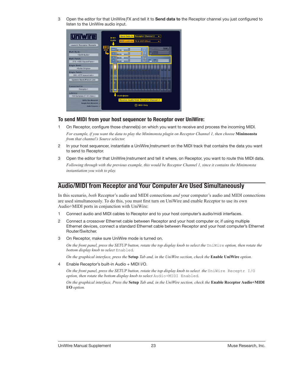 Muse Research UniWire manual supplement User Manual | Page 23 / 38